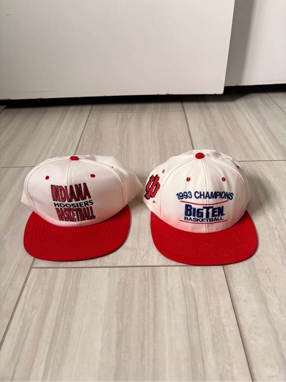 Set of 2 Indiana Hoosiers White and Red Basketball Snapback Hat